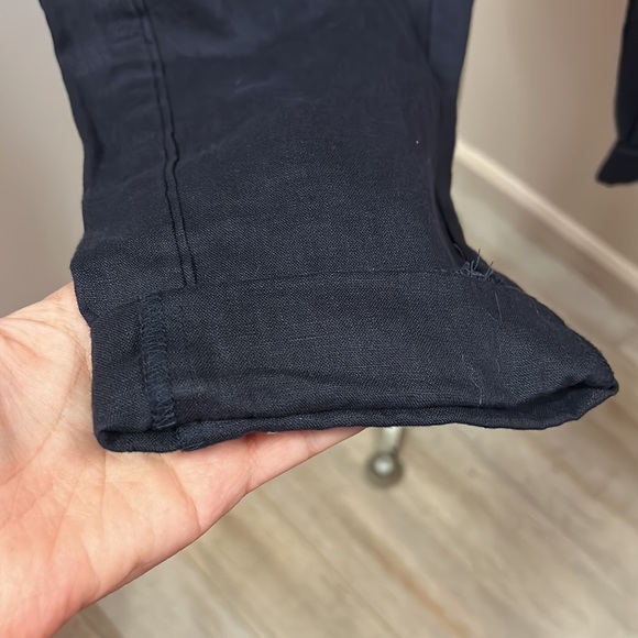 ELLEN Tracy women’s Navy linen pants, folded hem, drawstring waist size M - Picture 7 of 11